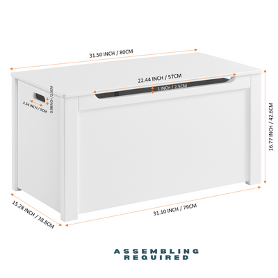 STURDIS Premium Quality Wooden Toy Box - White