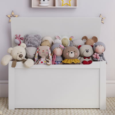 STURDIS Premium Quality Wooden Toy Box - White