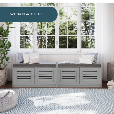 Sturdis Shoe Storage Bench with Cushion - Gray