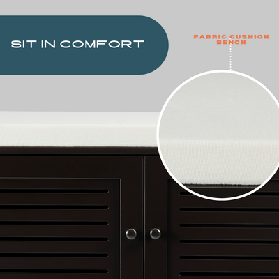 Sturdis Shoe Storage Bench with Cushion - Espresso