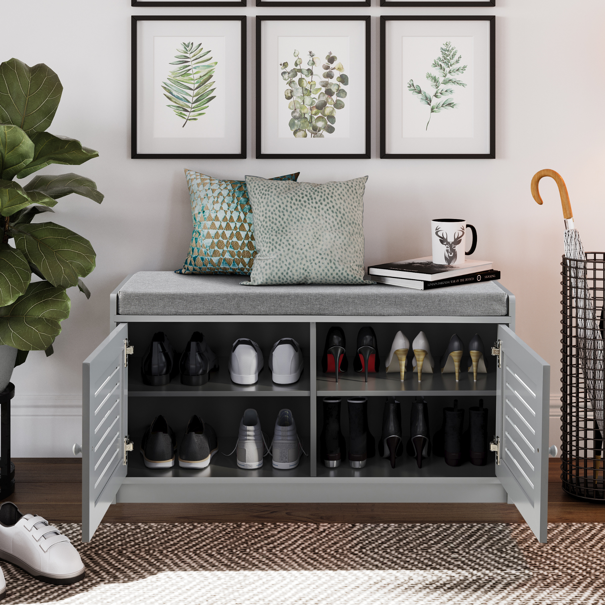 Multi Material Shoe Storage Bench | Functional Furniture Entryway