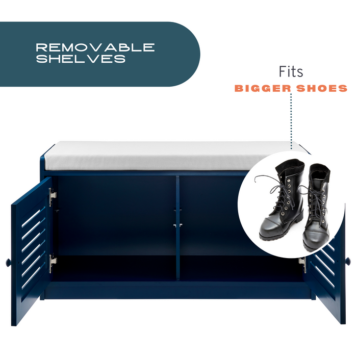 Sturdis Shoe Storage Bench with Cushion Antique Blue