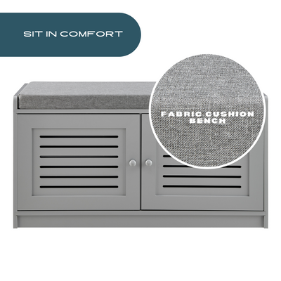 Sturdis Shoe Storage Bench with Cushion - Gray