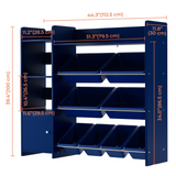 Sturdis Kids Toy Storage Organizer with Bookshelf and 8 Toy Bins - Blue