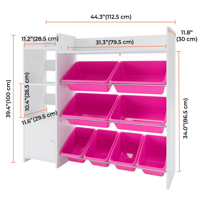 Pink toy discount box with bookshelf