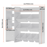Sturdis Kids Toy Storage Organizer with Bookshelf and 8 Toy Bins – White Bins