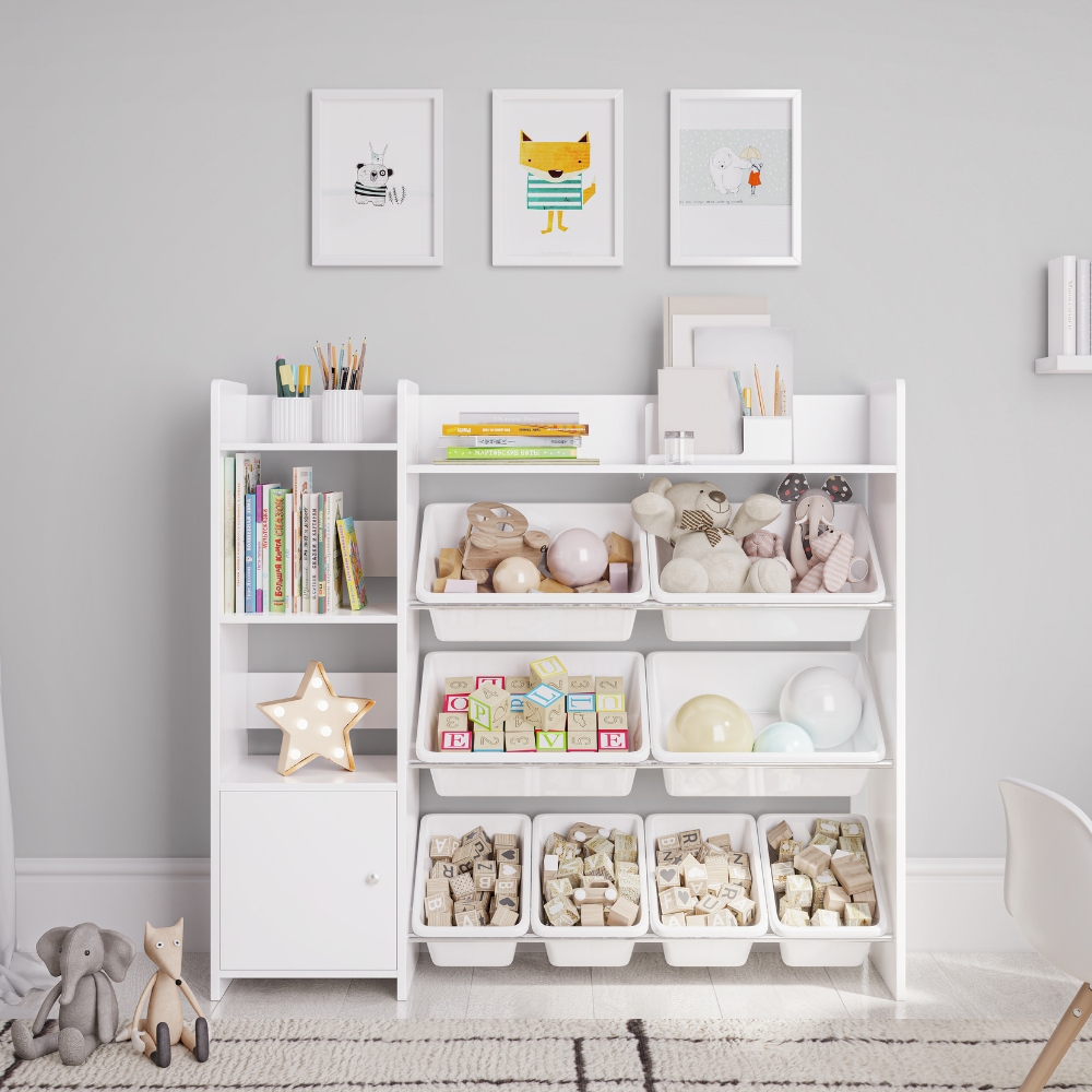 Sturdis Kids Toy Storage Organizer White Bins